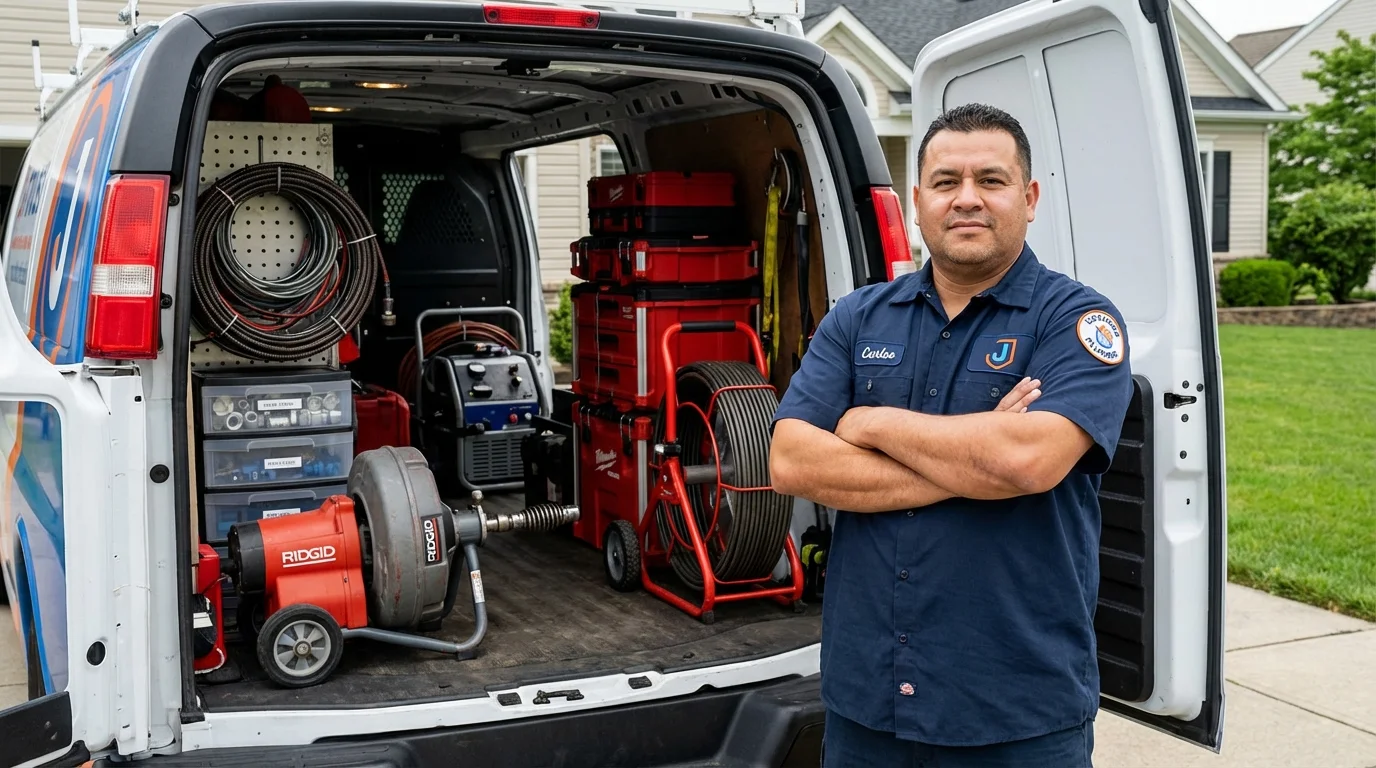 Professional drain cleaning equipment and Johns Plumbing LLC plumber in Upland